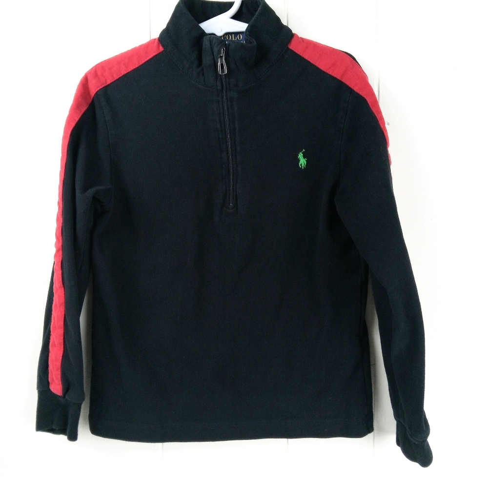 Polo by Ralph Lauren Black and Red Zip-Up Sweatshirt Boys Size 6
